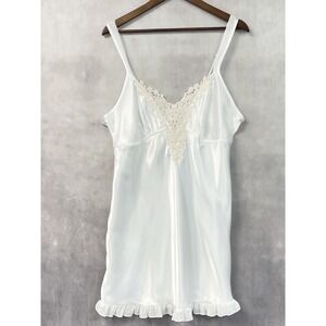 Linea Donatella Slip Dress Chemise XL Bridal Satin Lace Coquette Lingerie Dainty